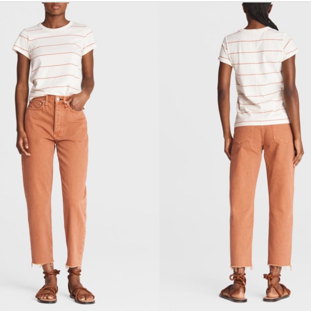 NWT rag & bone The Stripe Organic Cotton T-Shirt in Rust - Picture 11 of 13